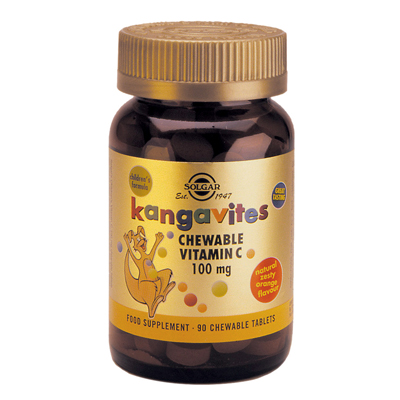 Solgar Kangavites Vitamin C 100mg Μασώμενες tabs 90s (πορτοκάλι)